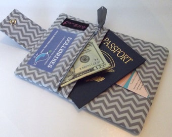 Dollbirdies Small Passport Wallet with ID Window and Zipper Pouch