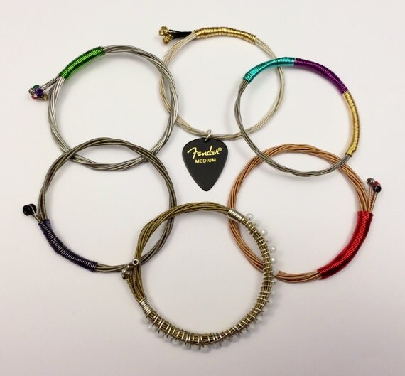 Guitar String Bangle Handmade Recycled Bracelet Salvaged