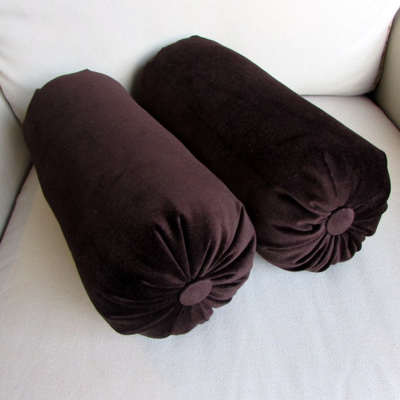 VELVET in CHOCOLATE pair bolster pillows 6x14/18/20