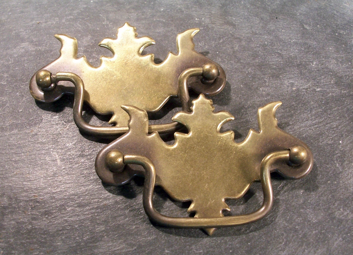 VINTAGE Ornate Chippendale Brass Drawer Pulls Antique by punksrus