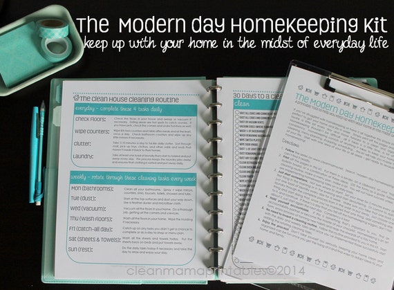 The Clean Mama MODERN DAY HOMEKEEPING Kit- 14 documents - Instant Download