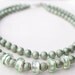 Sage Green Necklace. Sterling Silver Murano Glass Beads. Glass Stardust Pearl Necklace, 2 Strand Necklace, Modern Necklace