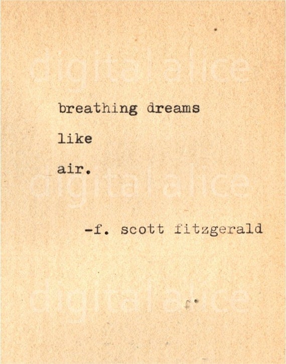 VINTAGE TYPEWRITER PRINT f Scott Fitzgerald Quote Wall Art