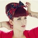 Vintage Inspired Head Scarf, Navy Blue with Red Roses, Rockabilly, Retro, Pin up 1950s