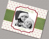 Printable Photo Christmas Cards, Holiday Cards, Red, Green and Cream, Merry Christmas Trees (421) Il_170x135