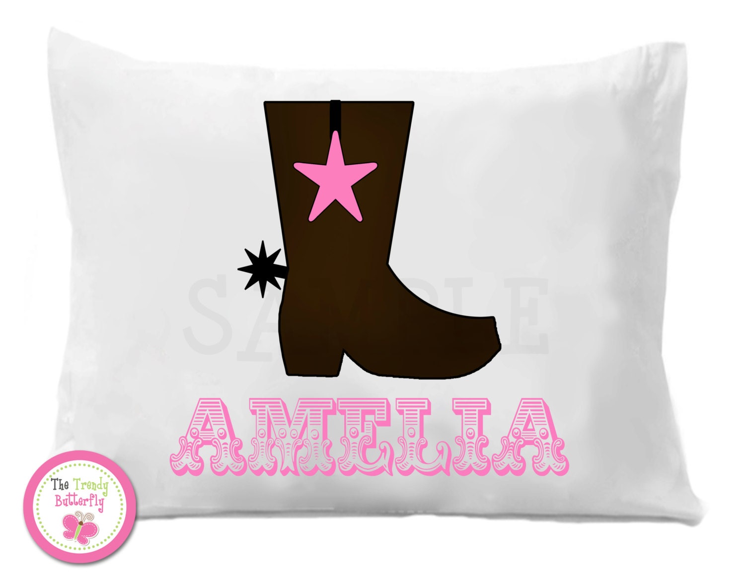 Western Cowboy Boot Personalized Pillow Case by TheTrendyButterfly