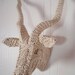 chunky cotton string knit kudu trophy head wall hanging/ light