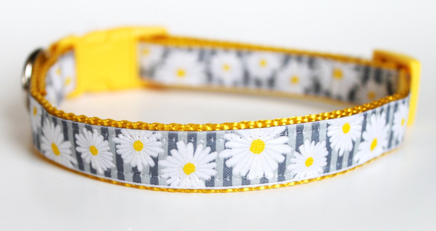 Pretty Daisy Dog Collar Ribbon Dog Collar Adjustable Dog