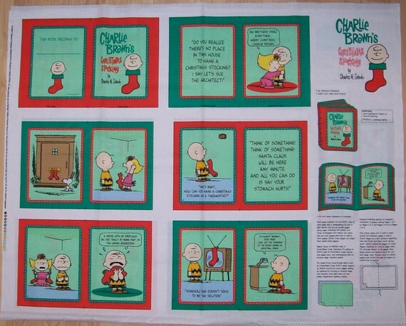 A Wonderful Peanuts Charlie Brown Christmas Stocking Soft Book Fabric Panel Free US Shipping