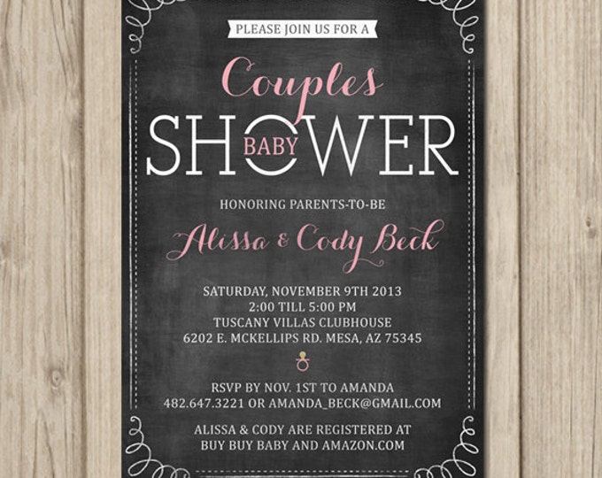 COUPLES BABY SHOWER Invitation - Coed Shower - Chalkboard Invitation