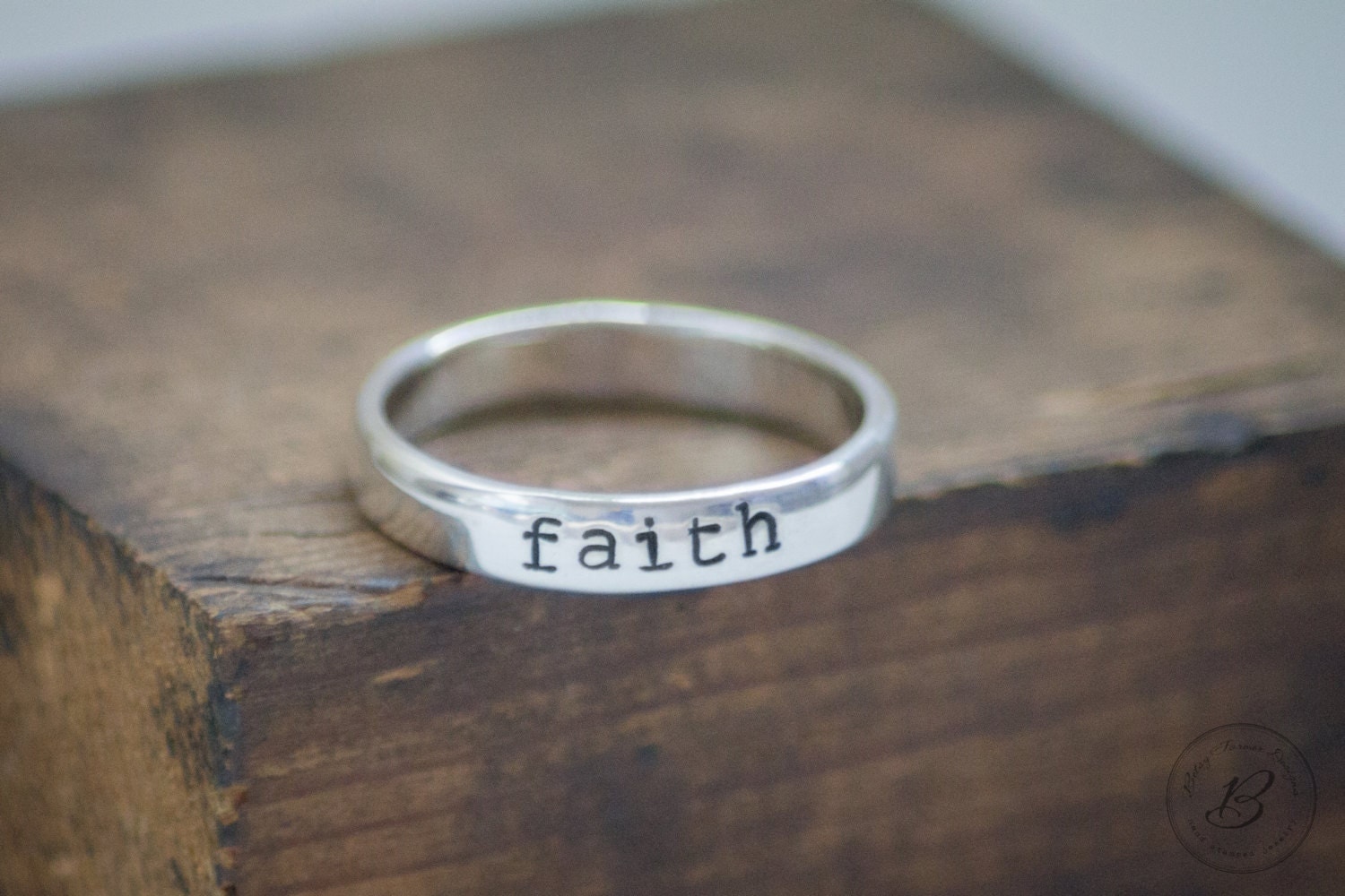 Faith Hand Stamped Ring Sterling Silver Customizable