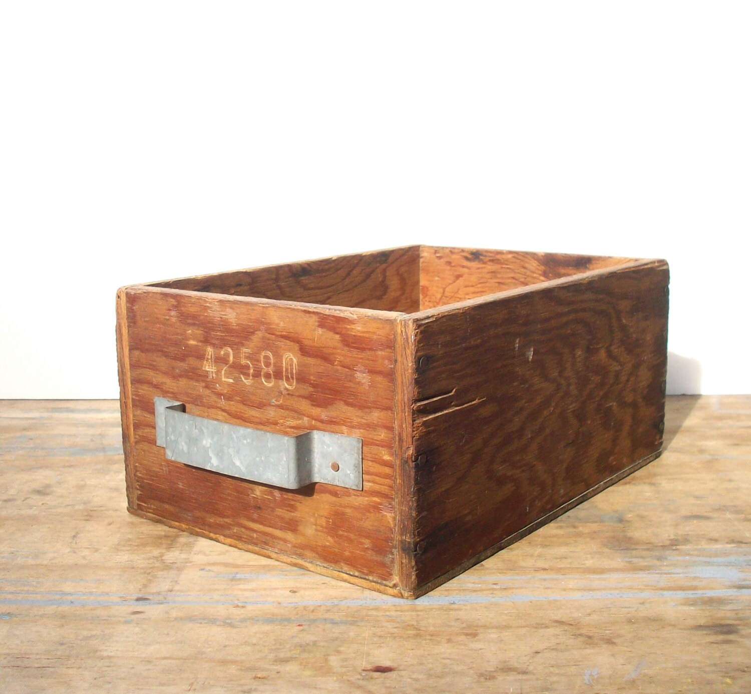 Vintage Plywood Wood Storage Box / Handmade Homemade by urgestudio