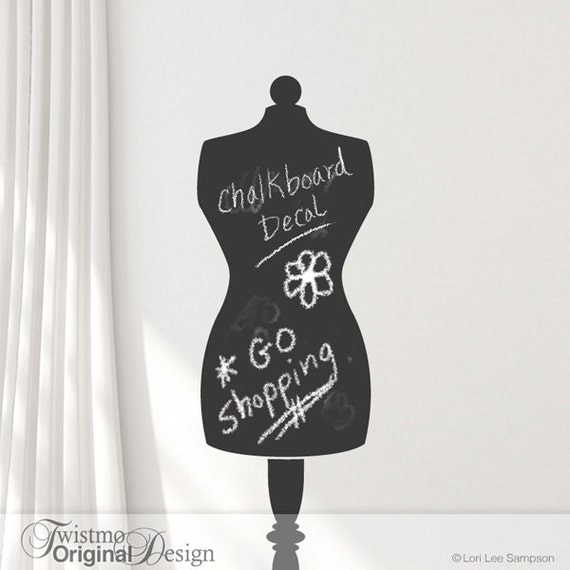 Chalkboard Decal, Mannequin Dress Form, Chalk Board Vinyl, Sewing Room Decor, Bedroom Decor, Mannequin Decor Wall Sticker