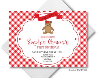 Teddy Bear Picnic Party Invitations - Digital Printable file, Birthday ...