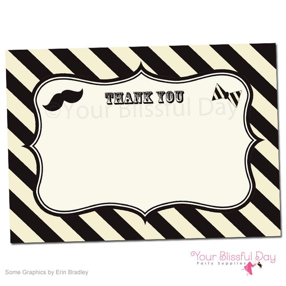 PRINTABLE Mustache Bash Thank You Cards #110 Il_570xn