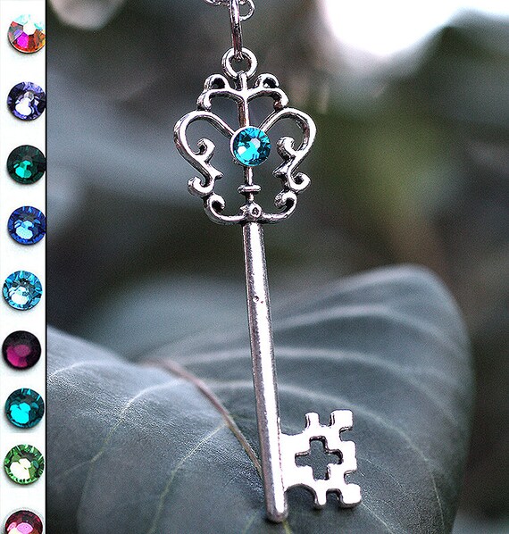 My Large Gem Key Necklace by KeypersCove on Etsy