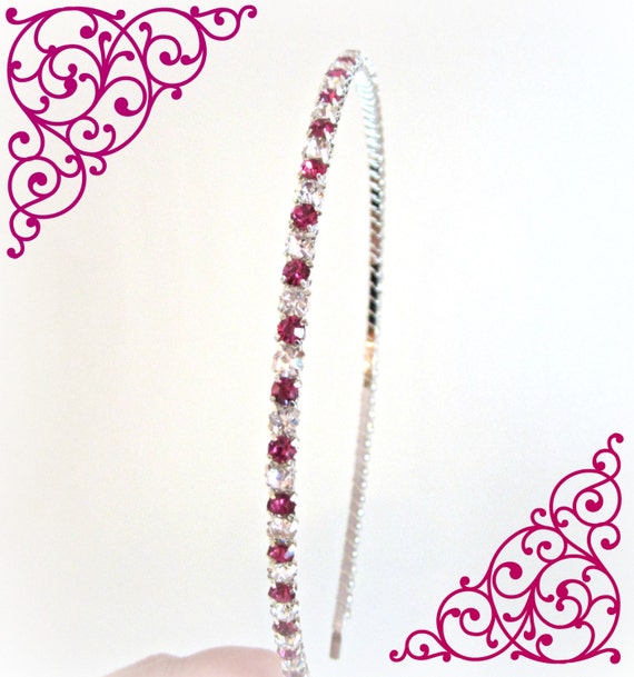 Items similar to Pink Rhinestone Headband. Dark Pink Headband. Pink