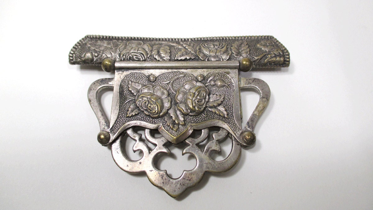 Antique Silver Metal Photo Album Clasp by UrbanRenewalDesigns