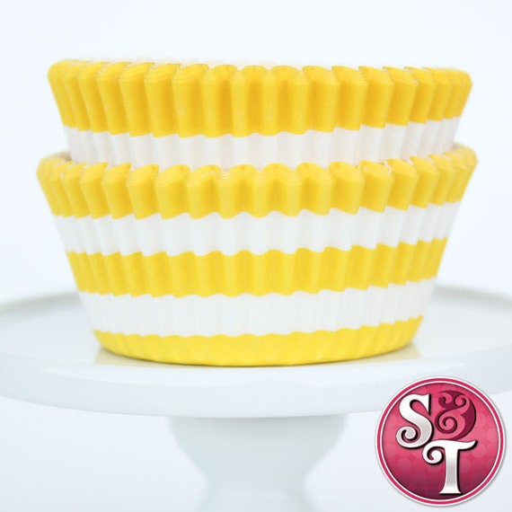 Rugby Stripe Yellow GREASEPROOF Baking Cups Cupcake Liners - Quantity 50 Il_570xn