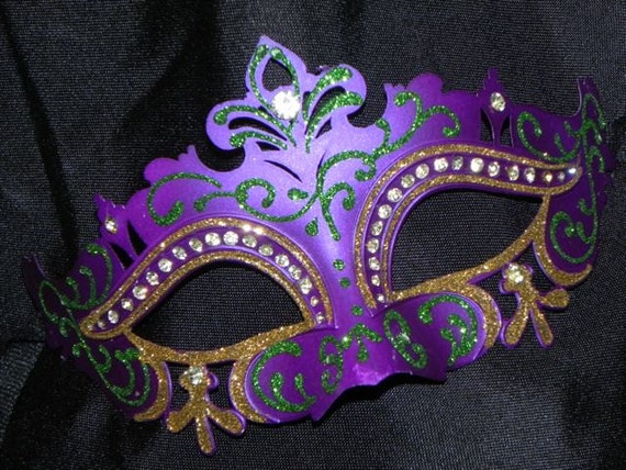 Purple Green and Gold Mardi Gras Mask with by TheCraftyChemist07