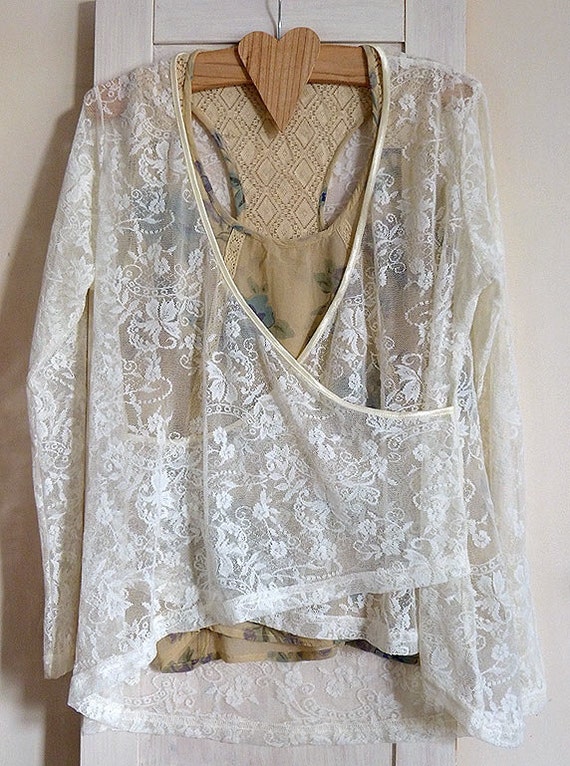 Vintage lace blouse wedding shabby romantic by GreenHouseGallery
