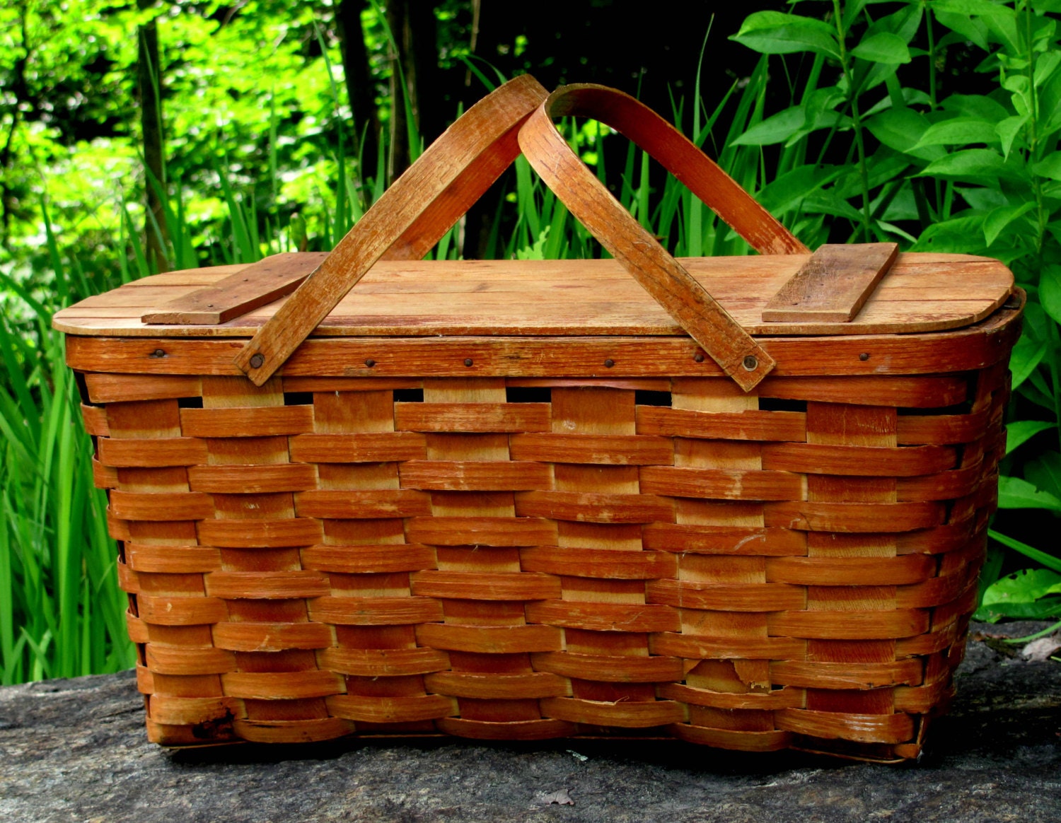 Picnic Basket Jerywil Wov-N-Wood by DaisysRetro on Etsy