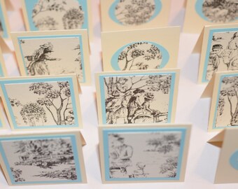 Vintage Style Mini Cards Set of 50, Small Blank Black and White Cards