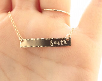 Gold Bar Necklace, Personalized Bar Necklace, Dainty Necklace, Customized Name Necklace, Mother's Necklace, Silver, Rose Gold, Nameplate