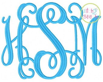 JUMBO Intertwined Vine Interlocking Large Machine Embroidery Font