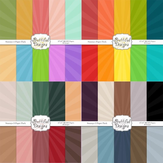 50% OFF SALE Digital Paper pack for Digital Scrapbooking, Photography, Card Making, Commercial Use - Sun Rays (103) (219) (350) (314) Il_570xn