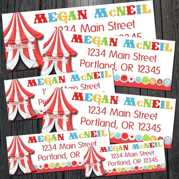 Carnival Return Address Labels - Printable Il_570xn