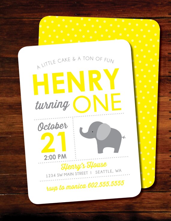 Elephant Birthday invitations, double sided - set of 15 Il_570xn