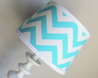 Small Aqua blue and white lamp shade