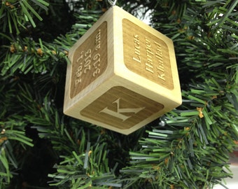 Personalized Wooden Baby Block Ornament