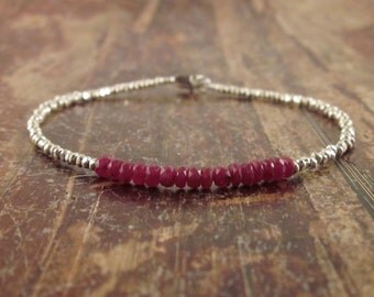 Ruby Bracelet Ruby Bracelets Beaded Bracelets Bead Bracelet July Birthstone Jewelry Womens Gift for Her Bead Bracelets Gifts for Girlfriend