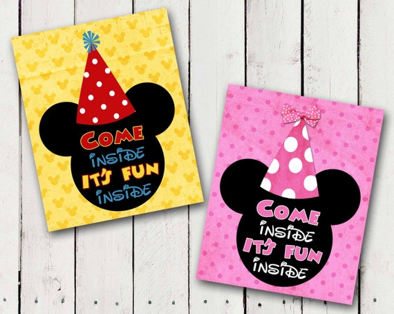 Mickey or Minnie Mouse Come inside it's fun