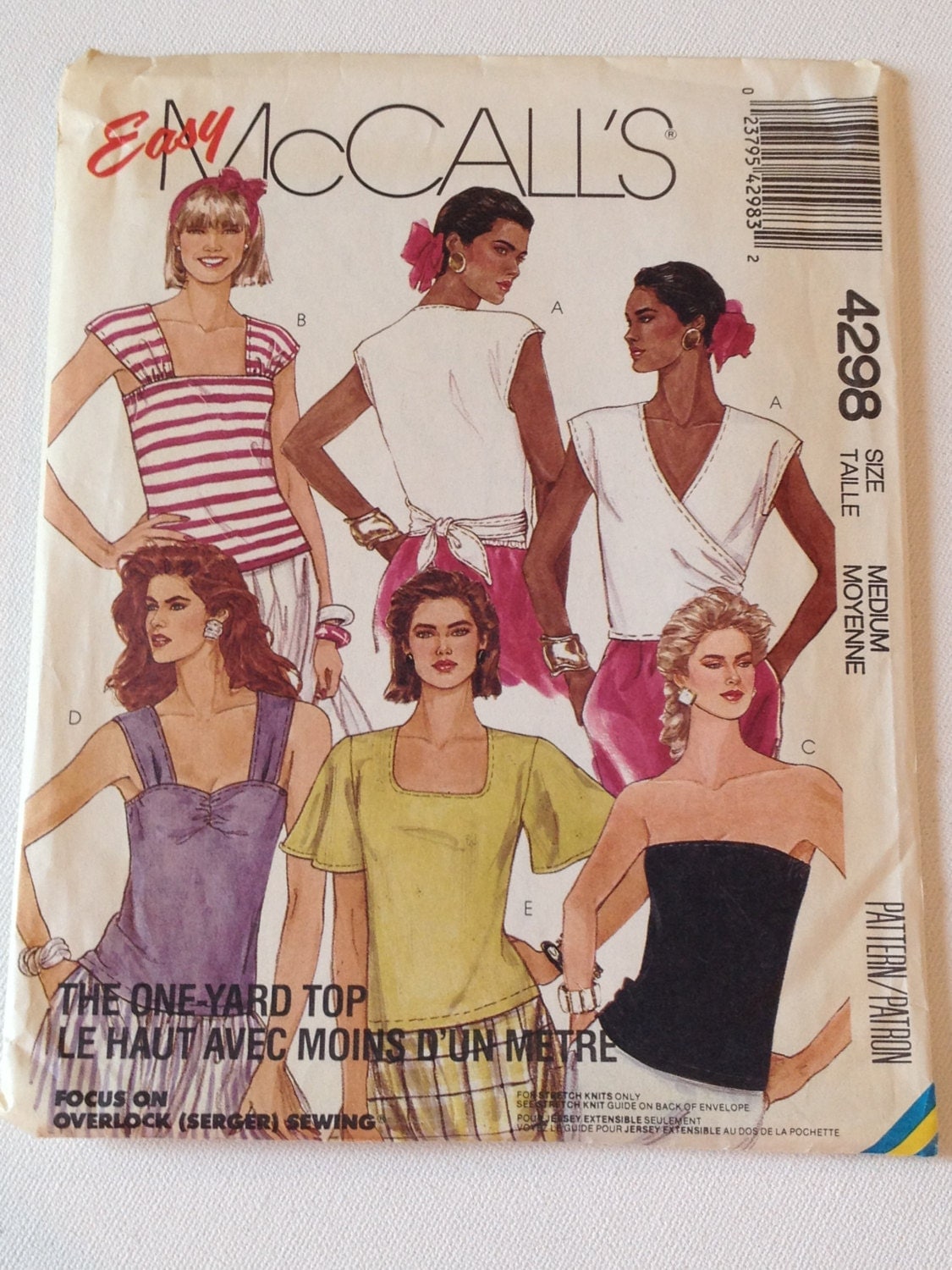 RARE 1988 Mccall's Sewing Pattern 4298 Misses Stretch Knit