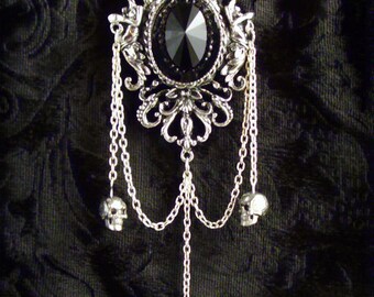 Large gothic cameo brooch memento mori Et in Arcadia ego gothic jewellery