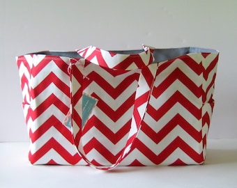 MADE TO ORDER Chevron Diaper Bag, School Bag, Work Bag, with Waterproof lining, custom colors