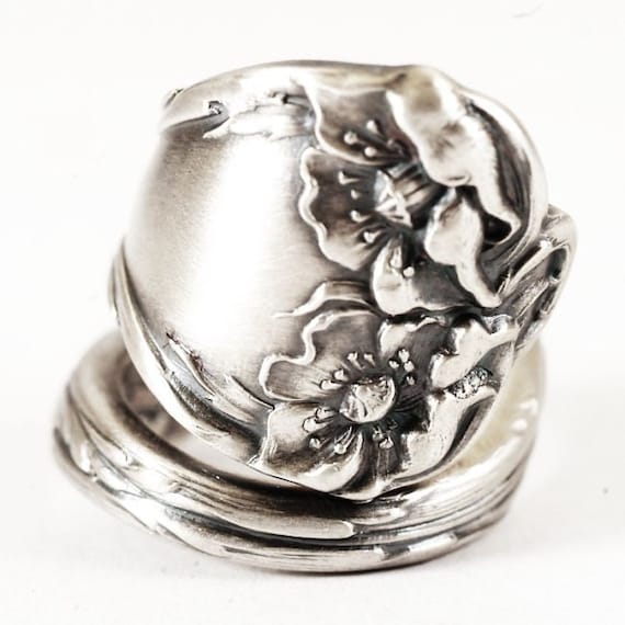 Art Nouveau Poppy Sterling Silver Spoon Ring by Alvin Co in the ...