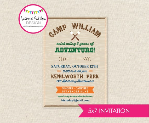Camping Birthday Invitation, Camping Birthday, Camping Printables, Camping Birthday Decorations, Lauren Haddox Designs Il_570xn
