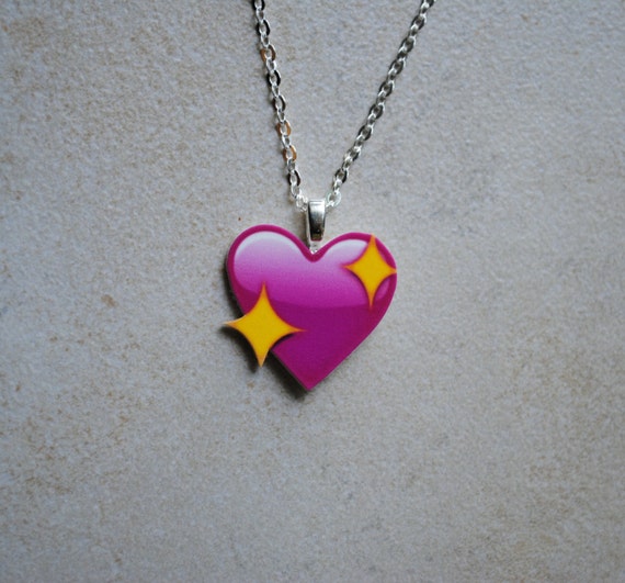Items similar to 50 OFF Sparkle Heart Emoji Necklace on Etsy
