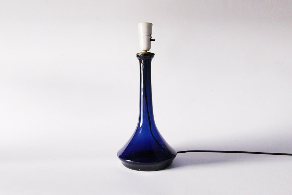 Modernist Danish Cobalt Blue Table Glass Lamp 1960s Lisbeth