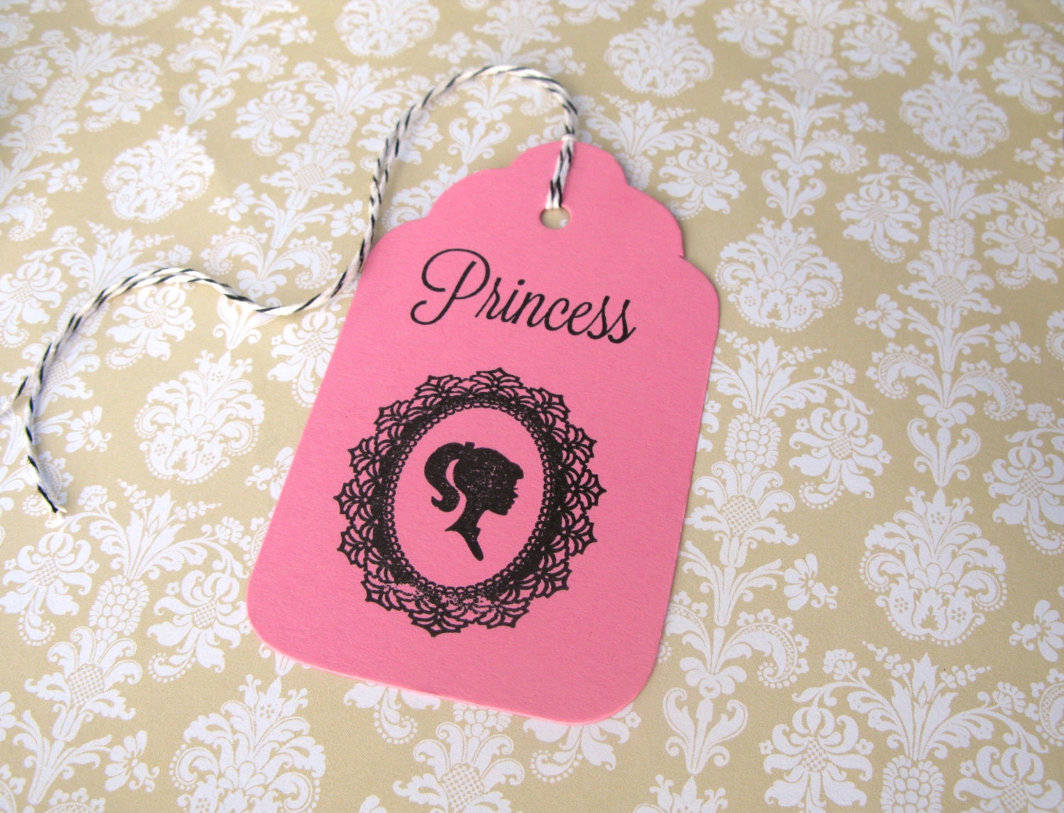 Pink Princess Gift Tags Favor TagsBlack Silhouette Girl