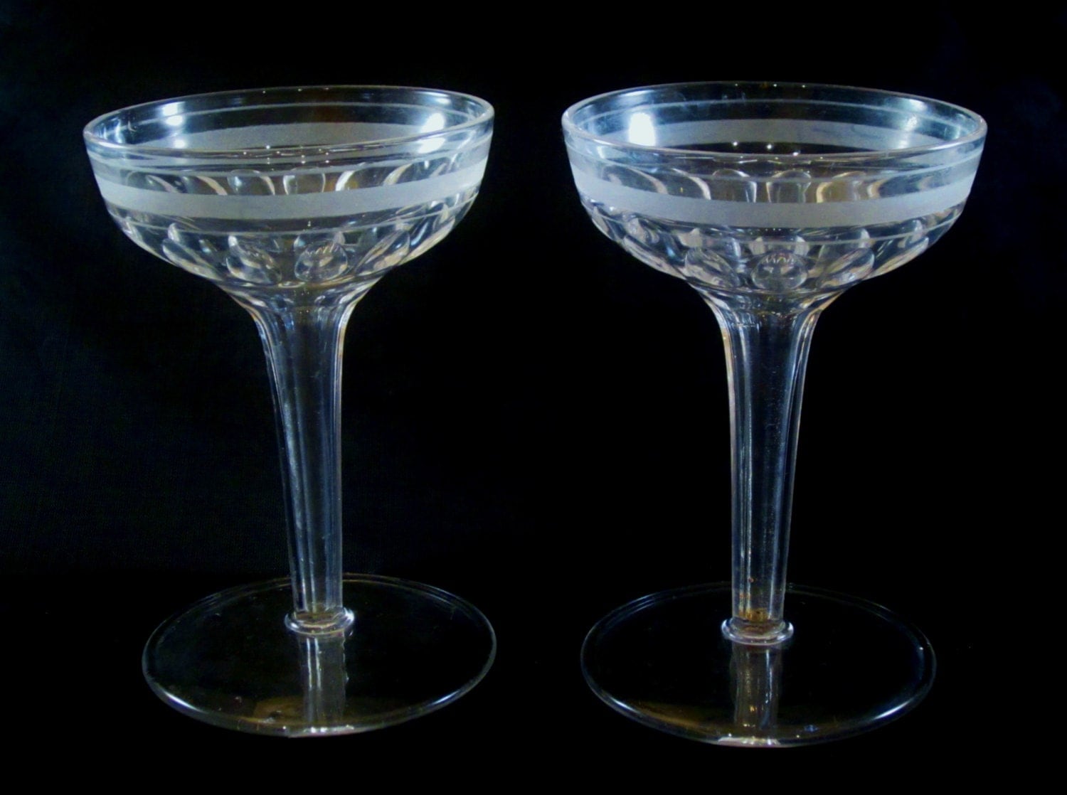 Vintage HOLLOW STEM Champagne Glasses Faceted Wedding by ...