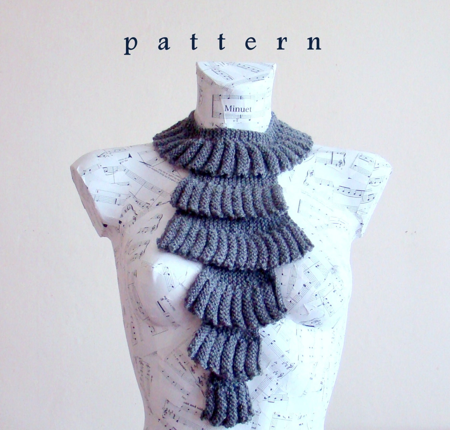 Vintage Ruffle Jabot Scarf Pattern knitting pattern by PureCraft