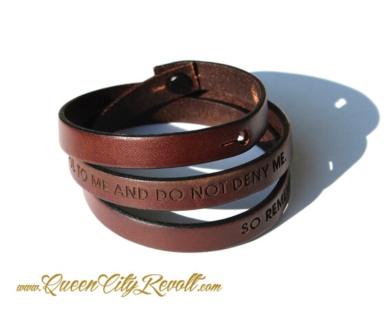 Personalized Brown Leather Wrap Bracelet Custom Text