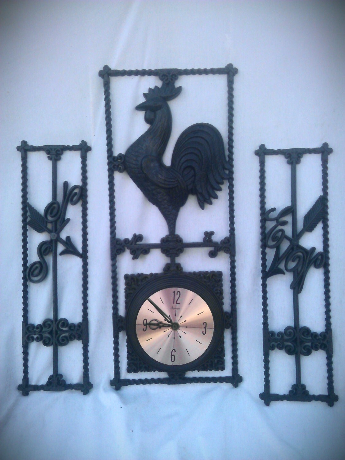 Vintage Rooster Weather Vane Clock Farmhouse Wall Decor