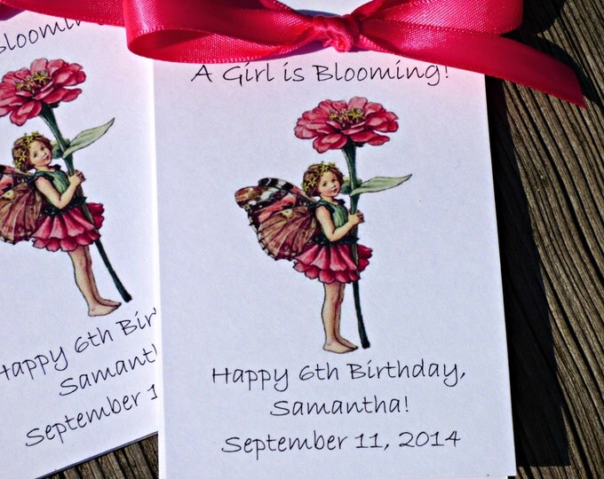 Garden Fairy Flower Seed Packets for Birthday Party Favors Zinnia Child Personalized Keepsakes Fairy Princess theme