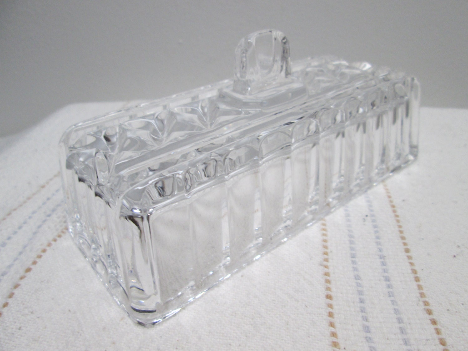 Butter Dish Lid, clear pressed glass, serving Haute Juice